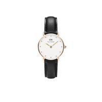Daniel Wellington Classy Sheffield ladies\' rose gold-plated and black leather strap watch