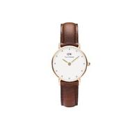 Daniel Wellington Classy St Mawes ladies\' rose gold-plated and brown leather strap watch