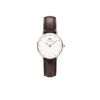 Daniel Wellington Classy Bristol ladies\' stainless steel and brown leather strap watch