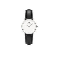 Daniel Wellington Classy Sheffield ladies\' stainless steel and black leather strap watch