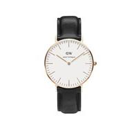 Daniel Wellington Classic Sheffield Lady rose gold-plated and black leather strap watch