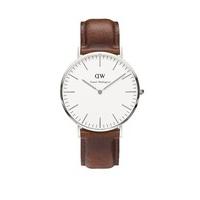 Daniel Wellington Classic St Mawes men\'s stainless steel and brown leather strap watch