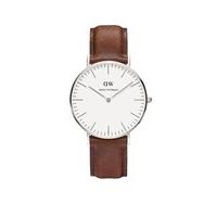 Daniel Wellington Classic St Mawes Lady stainless steel and brown leather strap watch
