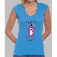 dance and sing garish blue v neck