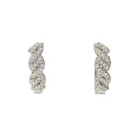 Darcey Polished Traditional Twist Crystal Latch Back Hoop Earrings in Silver