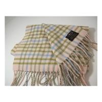 Daks Beige/Green Check Cashmere Scarf