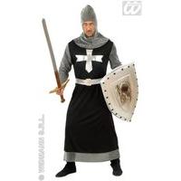 Dark Crusader - Black/silver Costume Medium For Medieval Knight Fancy Dress