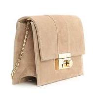 Daniel Ahand Beige Suede Lock Bag