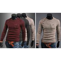 DARK GREY MEDIUM Mens Irregular Button Sweater