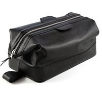 Daines and Hathaway Large Earth Black Leather Wash Bag