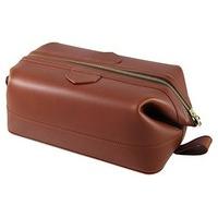 Daines and Hathaway Large Chestnut Brown Leather Travel Wash Bag