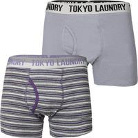 Darwin Boxer Shorts in Ashley Blue / Dark Grey Stripes - Tokyo Laundry