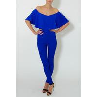 Danielle O\'Hara Wears Cobalt Blue Frill Jumpsuit