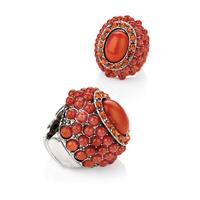 Dark Coral Multi Stone Stretch Ring