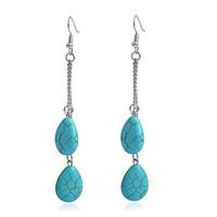 Dangle Earrings Turquoise Gold Plated Turquoise Simple Style Fashion Drop Blue Jewelry Party Daily Casual 1 pair