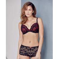 daisy lace padded plunge black bra