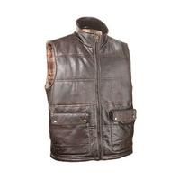 Dark Brown Men?s Nappa Leather Gilet Waistcoat, Size Large, Leather