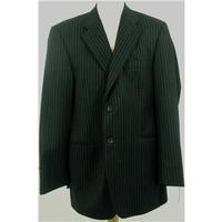 Daks London Size 42R Chest Menswear 100% Wool Black with White Pinstripe Jacket