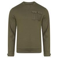 Darryl Double Pocket Crew Sweatshirt In Khaki