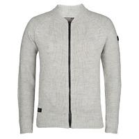 dax wool blend bomber style cardigan in light grey marl dissident