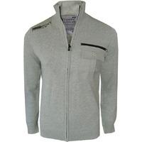Davey Zip Up Knitted Cardigan in Light Grey Marl - Dissident