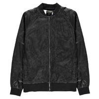 DAMAGED GOODS Mens Leather Look Mesh Bomber Jacket