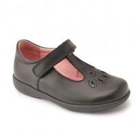 daisy may black leather girls riptape school shoes