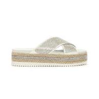 daniel rosebay crystal cross strap mule