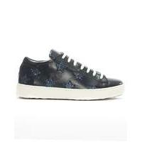 Daniel Navy Leather Star Motif Trainer