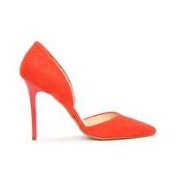 daniel red suede two part court shoe