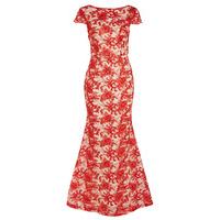 danna fishtail lace maxi dress in red