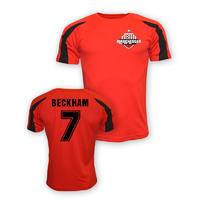 david beckham man utd sports training jersey red kids