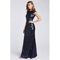 D.Anna Blue Swirl Sequin Embellished Maxi Dress