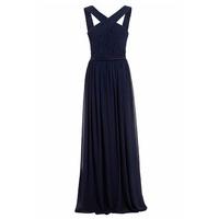 D.Anna Cross-Front Pleated Maxi Dress in Navy