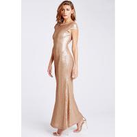 D.Anna Rose Gold Sequin Embellished Maxi Dress