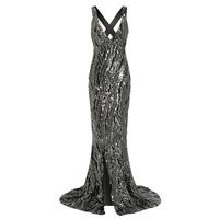 danna crossover back sequin embellished maxi dress