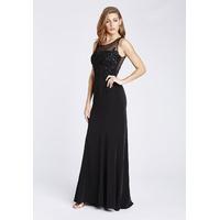 danna black embellished mesh insert maxi dress