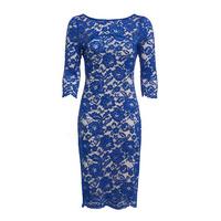 danna lace dress with 34 sleeves in blue