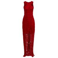 danna cross front lace maxi dress in red