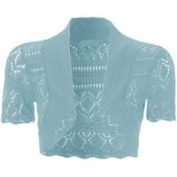 dayna short sleeve crochet knitted shrug light blue