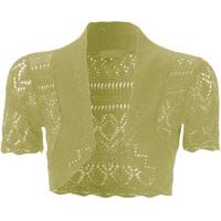 Dayna Short Sleeve Crochet Knitted Shrug - Green