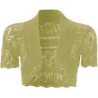 dayna short sleeve crochet knitted shrug green