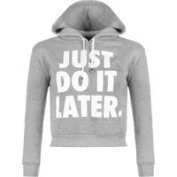 danette slogan cropped hoodie light grey