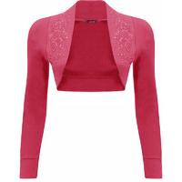 danita long sleeve beaded shrug cerise