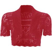 dayna short sleeve crochet knitted shrug cerise