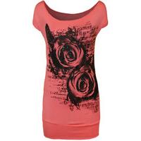 Darlene Glitter Rose Top - Coral