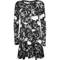 Daysha Skull Roses Print Dress - Black