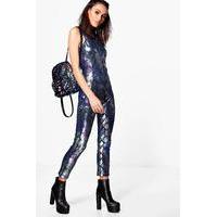 Daisy Foil Snake Print Catsuit - multi