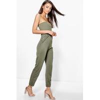 Darcy Bandeau Zip Notch Neck Jumpsuit - khaki