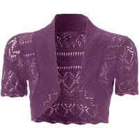 dayna short sleeve crochet knitted shrug purple